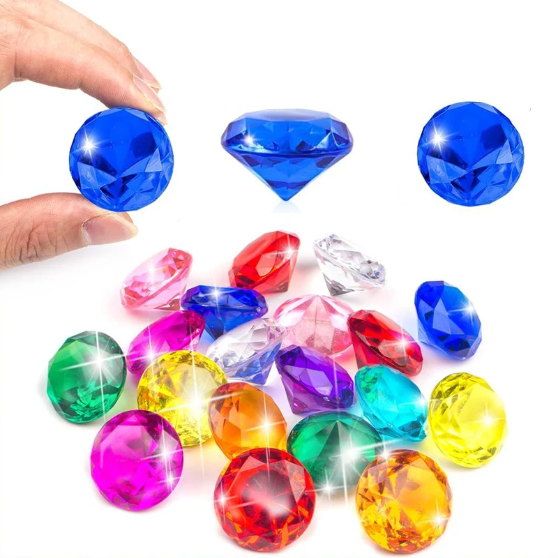 10PCS Gem Diamonds Toys Pirate Treasure Acrylic Gemstones Jewels 30MM Birthday Gifts Party Favors for Kids Girls Boys