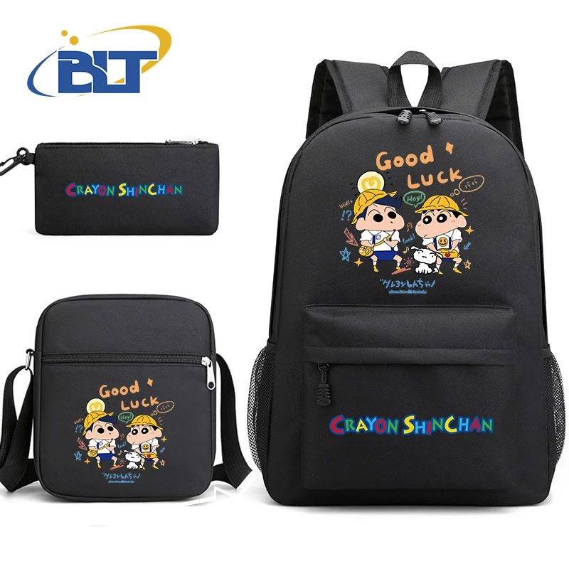

Рюкзак с принтом Crayon Shin-chan для студентов, молодежный рюкзак, сумка на плечо, карандаш, Женский комплект из 3 предметов, подарок для детей