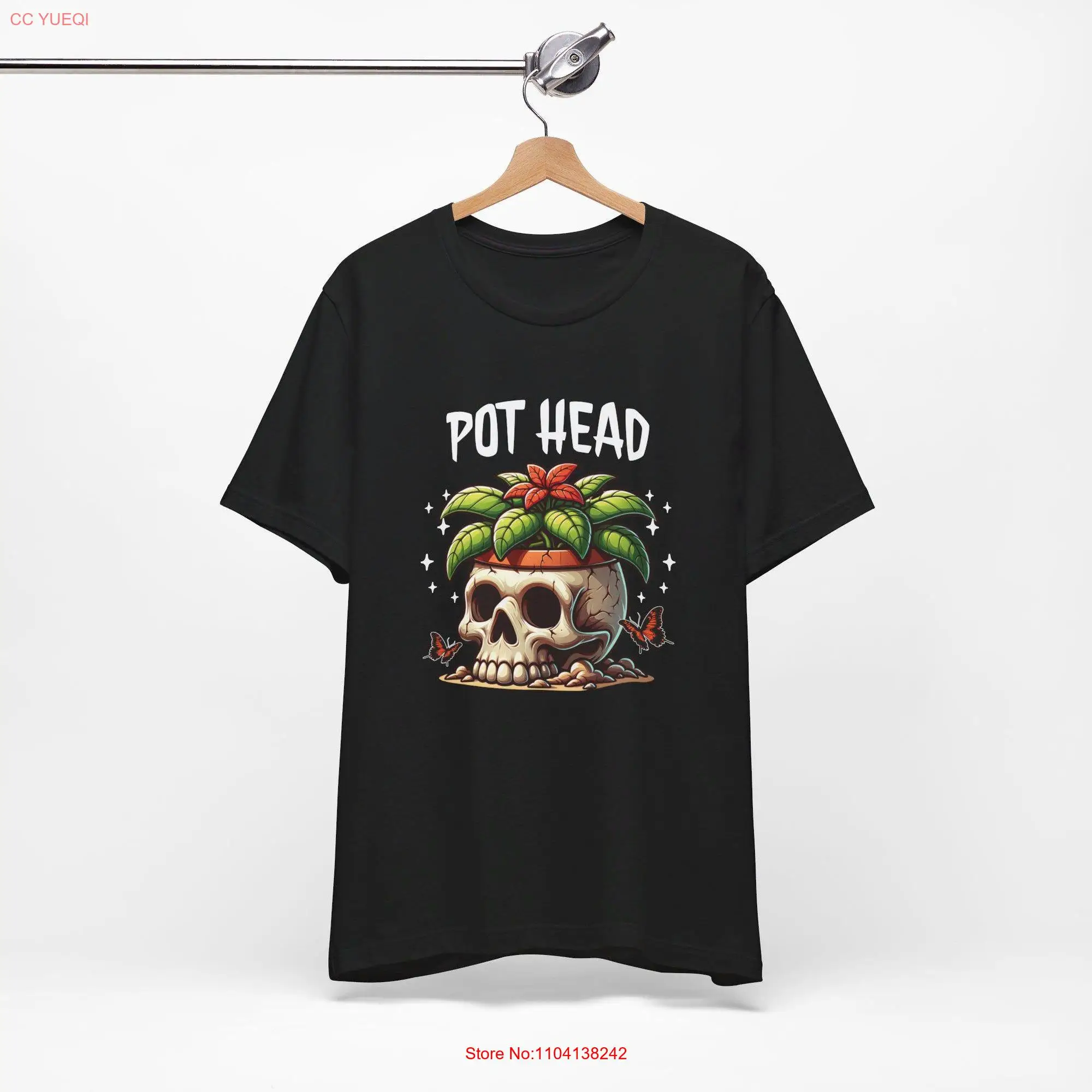 Pot Head Succulent Skeleton T Shirt Plant Lover Gardener Doinker Funny  Crazy Lady long or short sleeves