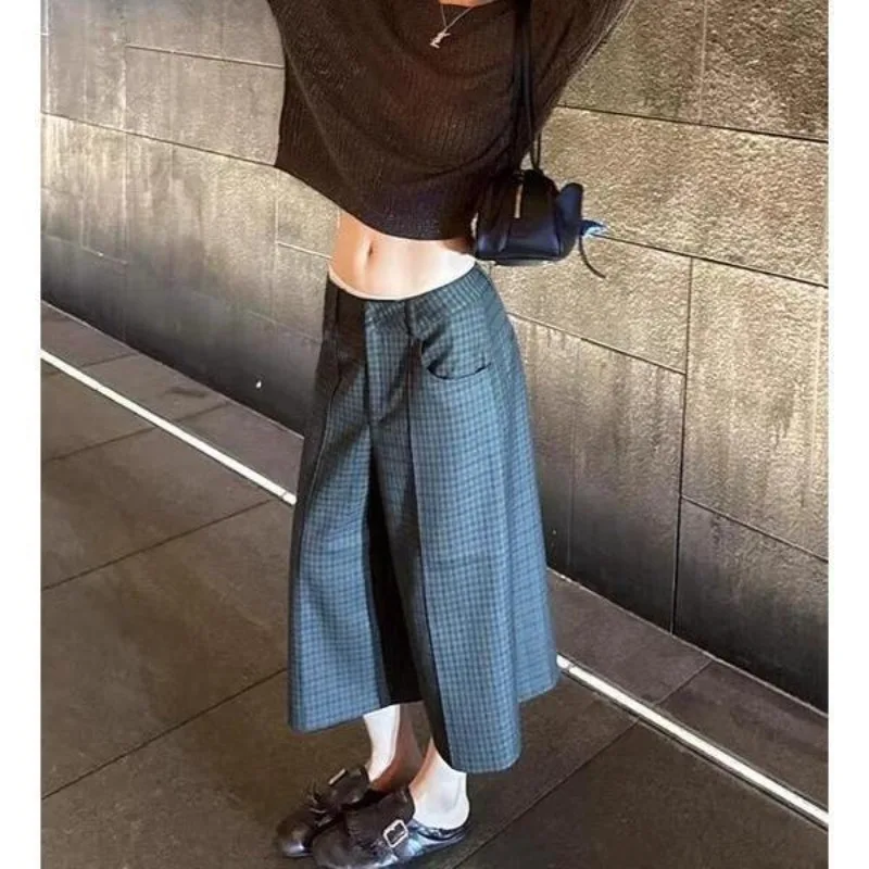 American Wide-leg Large-size Retro Plaid Casual Straight Loose 2026