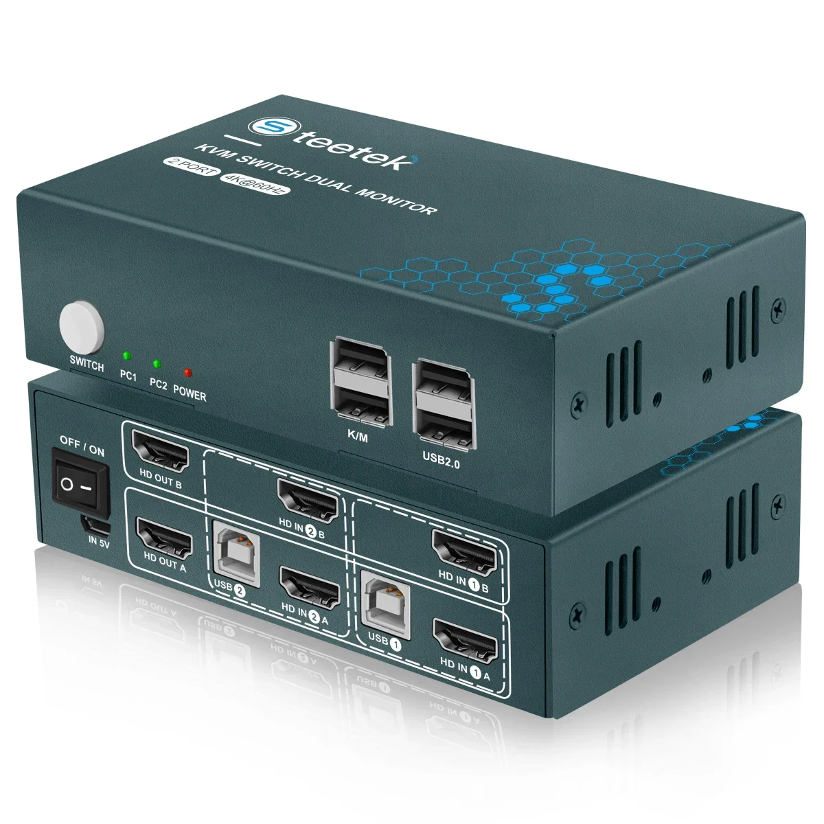 4K-Enabled KVM Switch for Dual PC, Effortless Dual Monitor Switching Streamline Your Workflow with This High-Performance Device