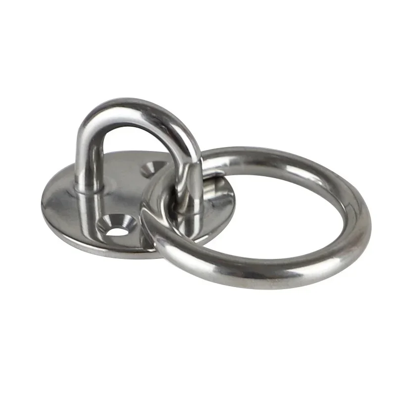 4 Pieces Round Pad Eye Plate With Ring for Suspension Ceiling Hooks 304 Stainless Steel