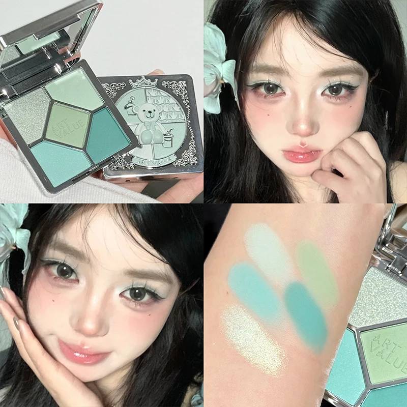 5色アイシャドウパレット パープルグリッター パールマットアイシャドウ シマーメイクアップ 長持ち レディースビューティーアイコスメティクス