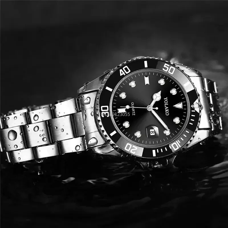 Men Watch Luxury Quartz Watch Business Watches Blue Dial Calendar Men Stainless Steel Band Fashion Male Wrist Watch Clock