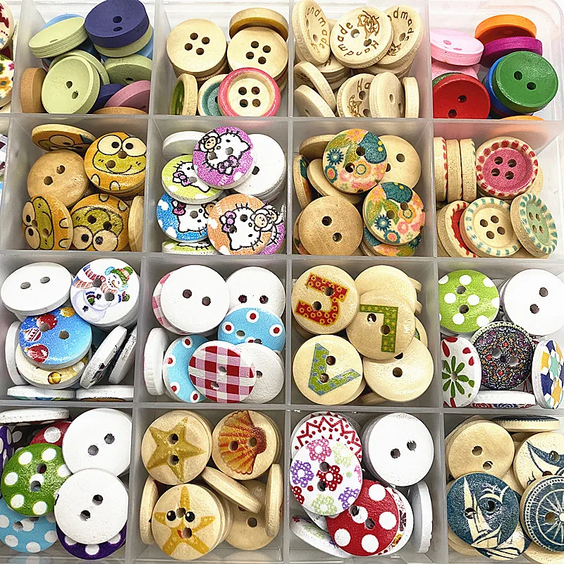 New 30pcs 15mm Many Sorts of Variety of Hybrid Round Buttons Love Scrapbook Wedding Decor Sewing Accessoriesmme