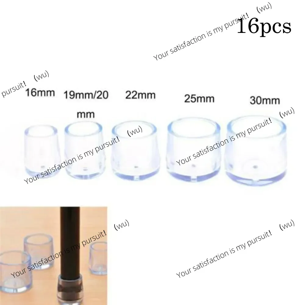 16Pcs 16/19/25/30mm Chair Leg Cap Rubber Feet-Protector Pads Non-slip Transparent Table Covers Furniture Leveling Feet Decor