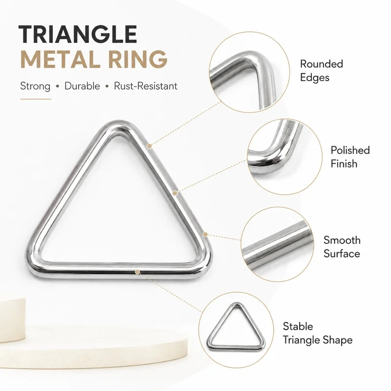 10Pcs 3-5x15-50mm 304 Stainless Steel Triangle Ring Buckle for Dog Harness Leash Webbing Bag Strap Junction Connector Hardware