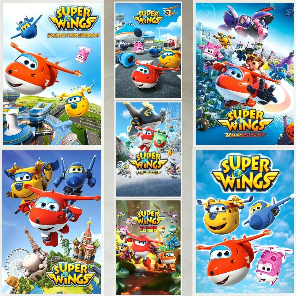 Anime Super Wings Poster, hochauflösendes, wasserfestes, selbstklebendes Kunstdruck-Wandbild für Schlafzimmer, Wohnzimmer, als Geschenk.