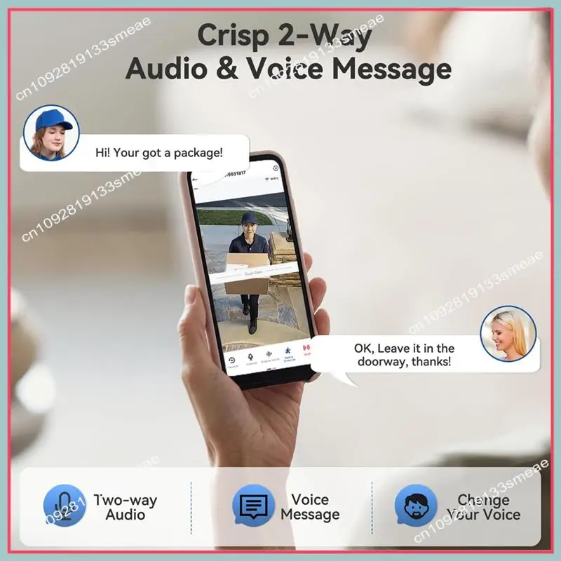 N94R Dual Doorbell Camera Wireless No Subscription,2K Smart Door Camera Wireless,With AI Human Detection, Night Vision