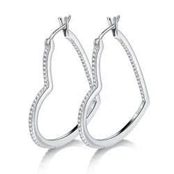 Moissanite Earrings Gemstone Diamond 18K White Gold Plated 925 Sterling Silver Love Heart Drop Earrings for Women D VVS1 Jewelry