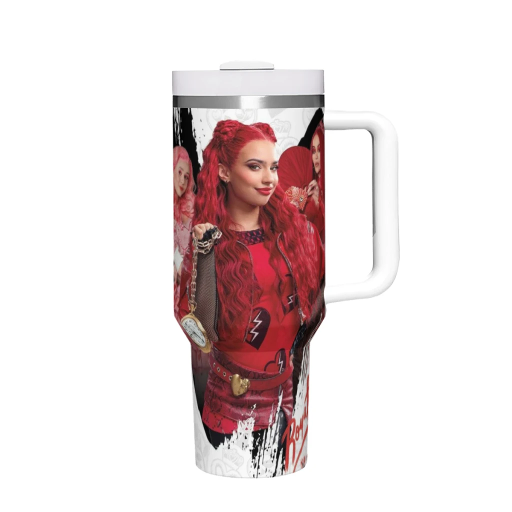 Descendants 4 The Rise Of Red 40oz Stainless Steel Insulated Thermal Coffee Car Cup Cold Hot Mugs Vacuum Flask With Handle Straw