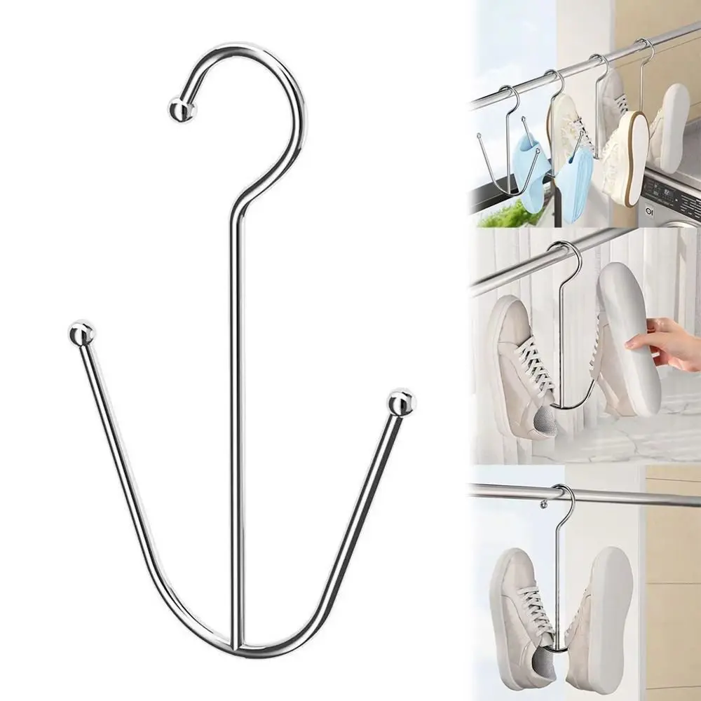New Stainless Steel Shoe Drying Rack Hanging Windproof Shoe Rack Space Saving Drying Shoe Hook
