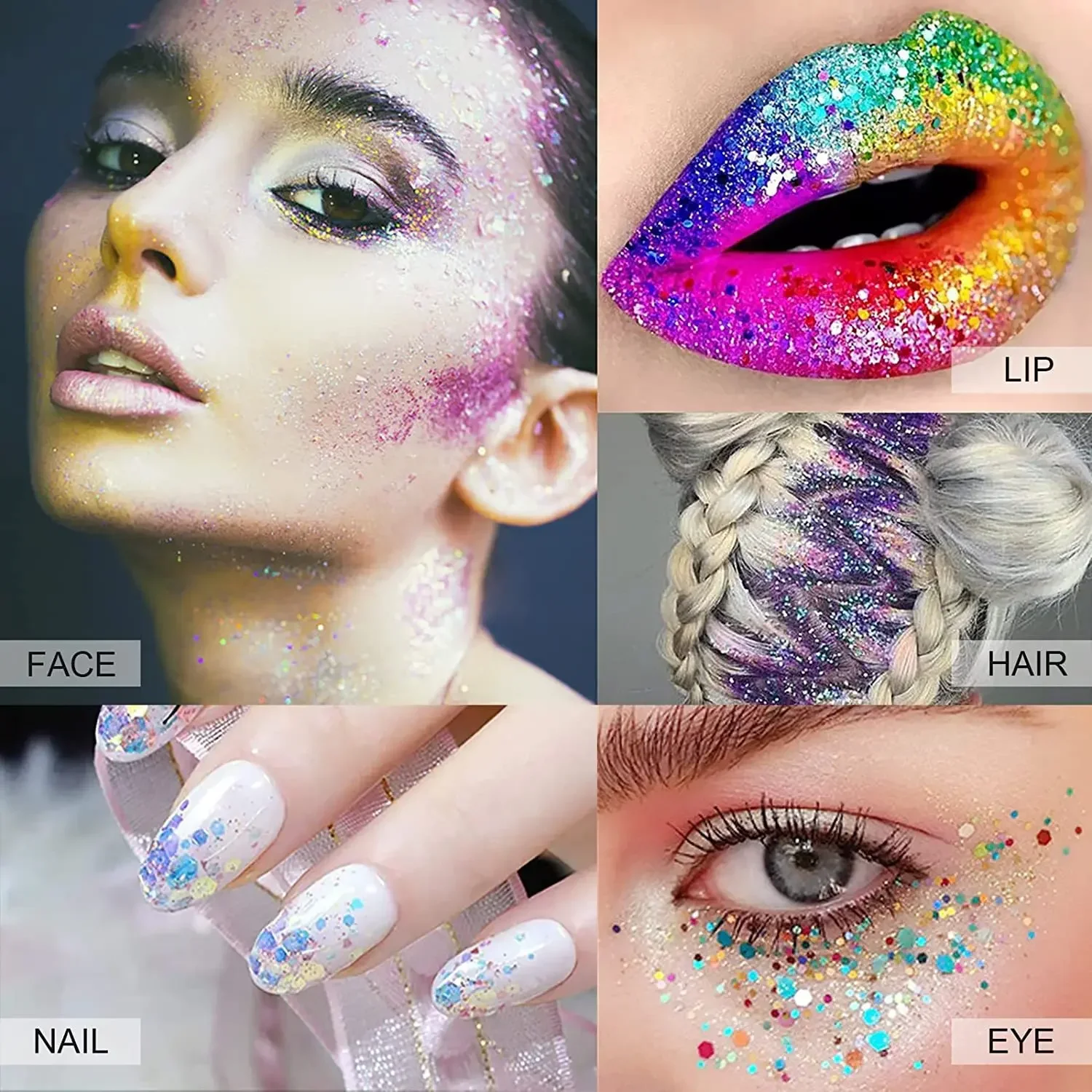 Eye Glitter Nail Hair Body Face Stickers Gel Art Loose Sequins Cream Diamond Jewels Rhinestones Makeup Decoration Party Festival