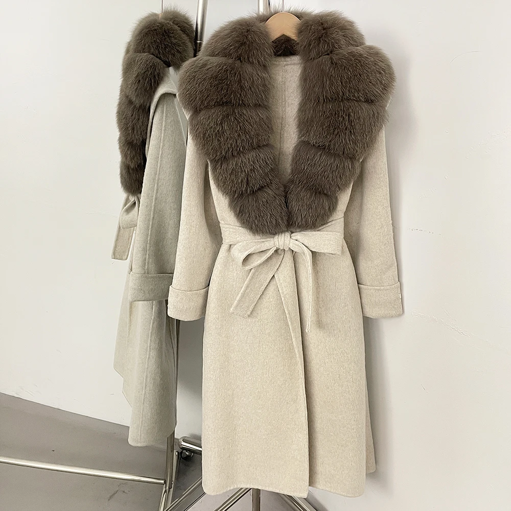 

OFTBUY Natural Fur Coat Top Clothes Woman Designer Luxury Clothing Overcoat Fashion Female New in Outerwear Women's Woolen Coat