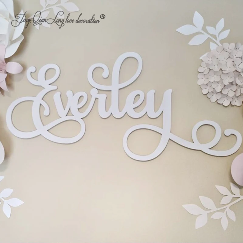 Custom Wooden Name Sign: Swirly Font Nursery Decor, Wood Name Cut out for wall, letters, Personalized