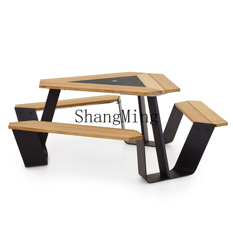

FG simple high-end villa courtyard cafe bar one-piece table and chair leisure outdoor dining table and chair combination