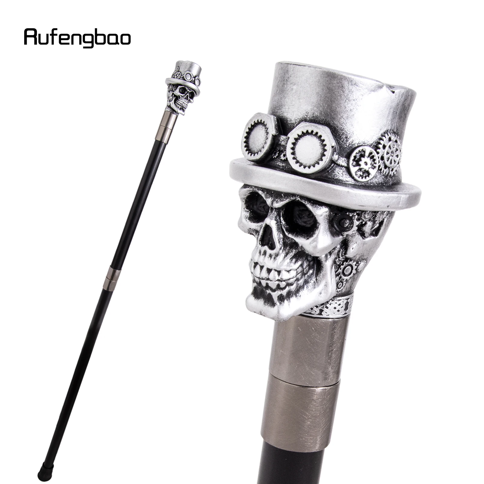 White Hat Gear‌ Skull Head Walking Cane Fashion Cane Decorative Cane Halloween for Cosplay Parties, for Cosplay & Party 93cm view 4