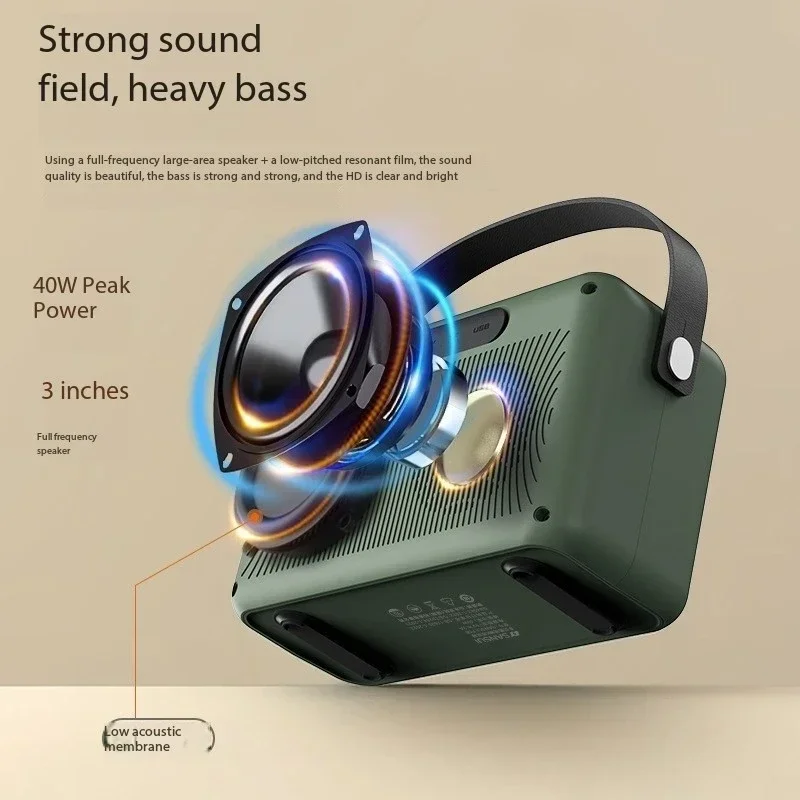 SANSUI F58 فيديو كاريوكي سمّاعات بلوتوث 40 واط مضخم صوت عالي الطاقة 7 بوصة شاشة عالية الوضوح كلمات عرض مشغل موسيقى