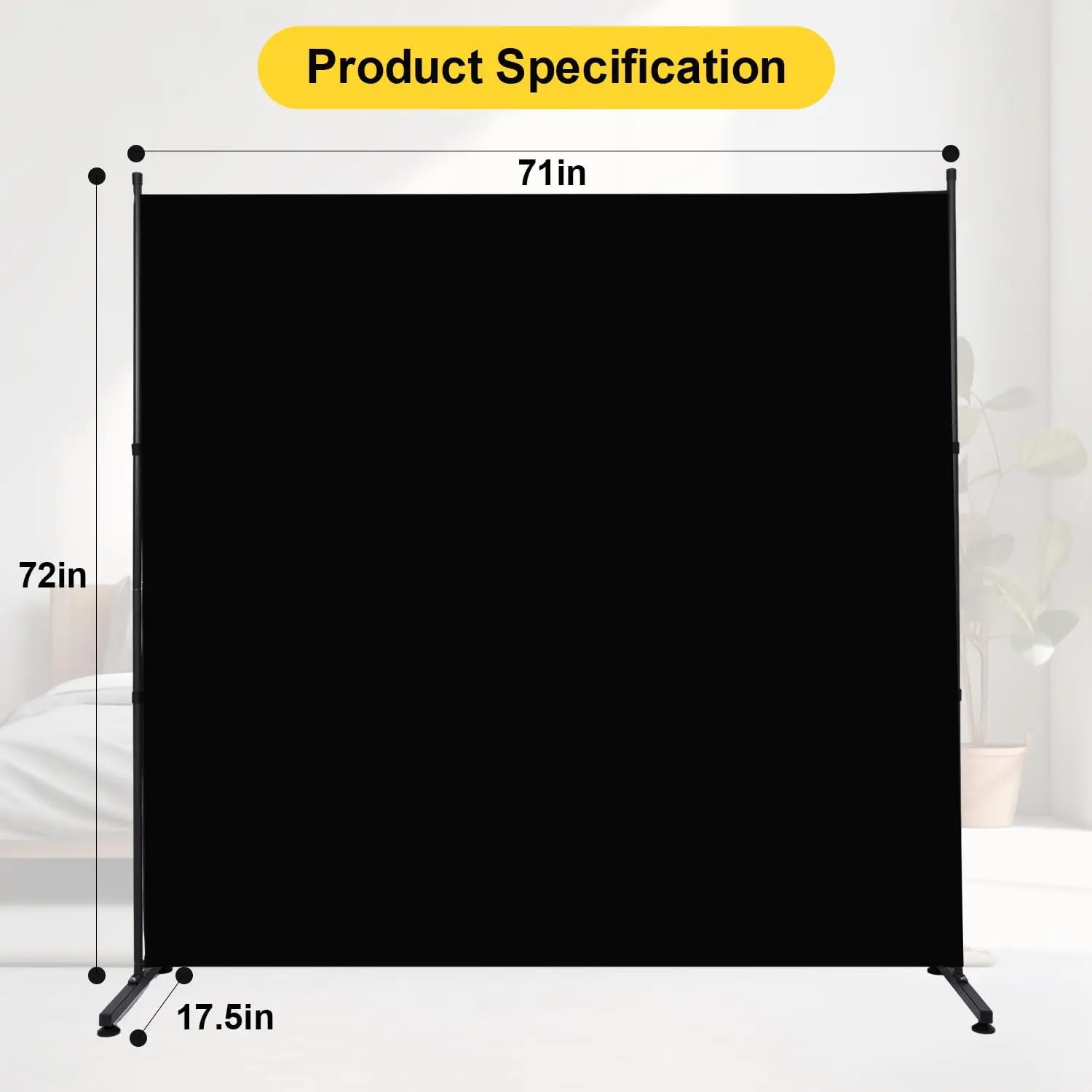 6FT Single Panel Privacy Screen, 71'' Wide Fabric Room Divider for Indoor Separation, Portable Freestanding Wall