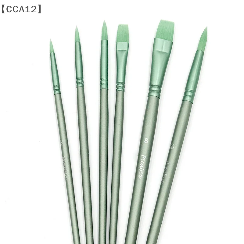 4/6 قطعة فرشاة ألوان مائية مدببة مستديرة برأس مسطح شعر ناعم مدبب خطاف شعر من النايلون أقلام خطية أقلام رسم حرفية #2