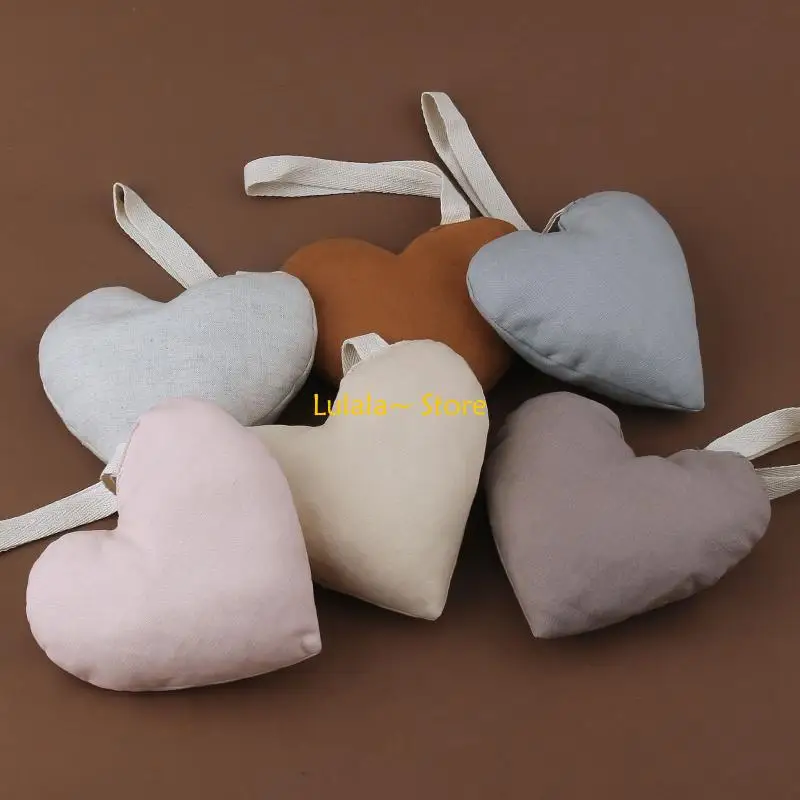 Y4QA Baby Pacifier Clip Chain Pendant Soft Cotton Heart-shape Soother Holder Decor Dummy Nipple Hanging Ornament for Newborn