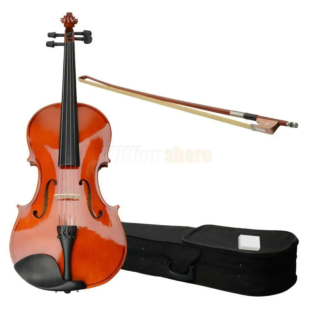 

15" Natural Adult Acoustic Viola Basswood School Band with Case Rosin Bow Brown