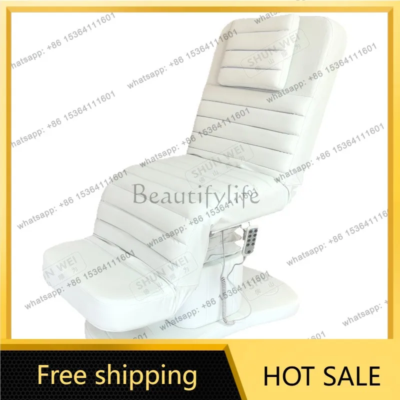 Factory Direct Sales Cross-border Electric Adjustable Beauty Bed with Light Multifunctional Massage Therapy Bed