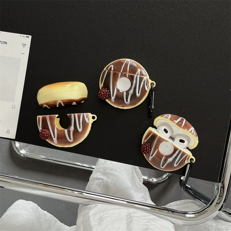 Chocolate Strawberry 3D Doughnut Earphone Cover For Apple AirPods 1 2 3 Generation For Airpods Pro/Pro2 Bluetooth Headphone Case