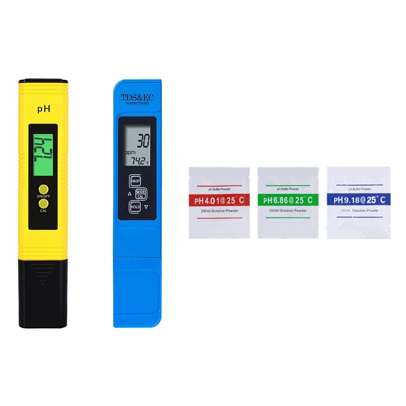 PH&TDS Meter Combo 0.05Ph High Accuracy PH Meter Pen And 3-In-1 TDS/EC/Thermometer For Hydroponics/Home Drinking Water