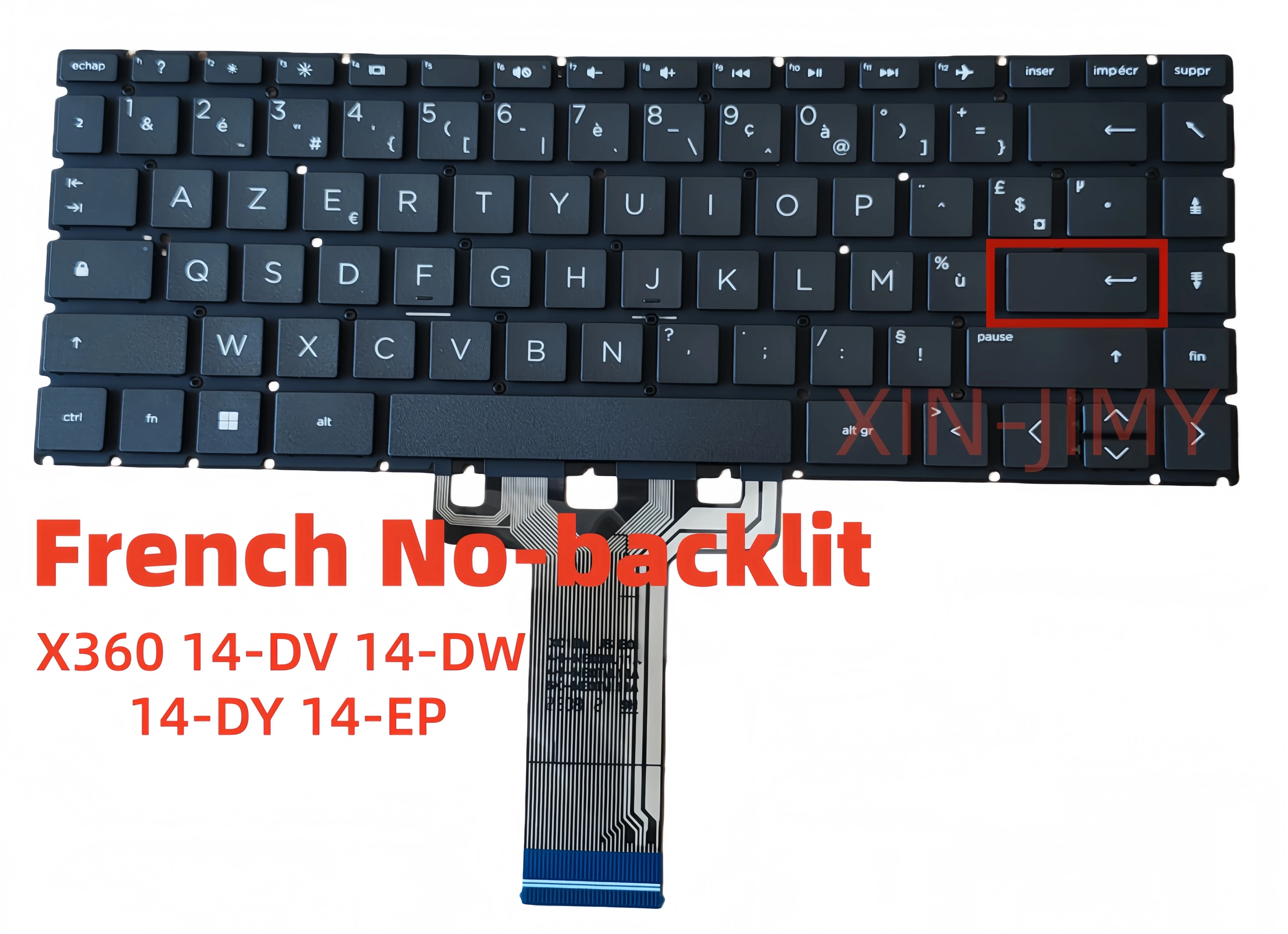 Keyboard Laptop Hitam Perancis untuk HP Pavilion X360 14-DV 14-DW 14-DY 14-EP Tanpa Lampu Latar