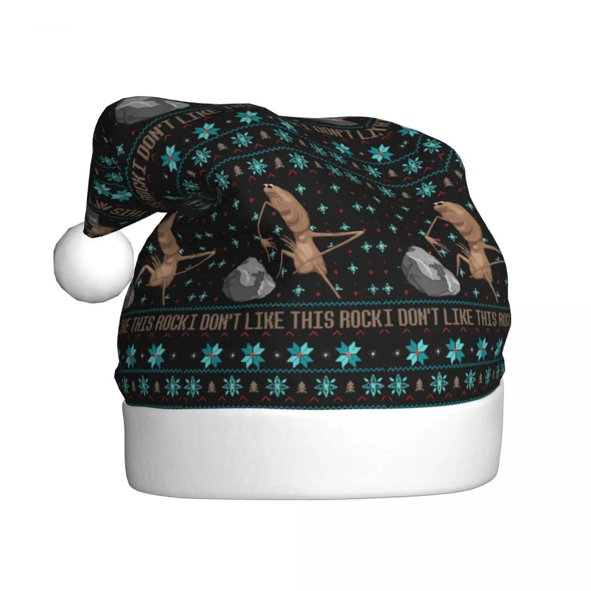 I Don't Like This Rock Ugly Christmas Christmas Hats for Adult Men Women Marcus The Worm Santa Hat Cap Xmas Gifts