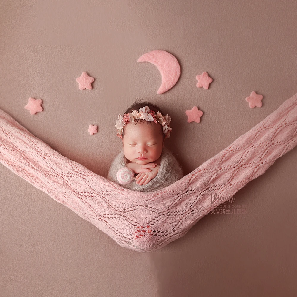 الوليد التصوير الدعائم محبوك يلتف قبعة الفيل الرمادي مع عقال نجمة القمر خلفية ديكور استوديو الصور تبادل لاطلاق النار الطفل الدعائم