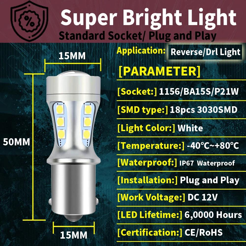 BA15S 1157 LED Bulb T15 T20 T25 For Ford Focus 2 3 Fusion Flex Fiesta Escape C-Max Edge F-150 Car Backup Reverse Light DRL White