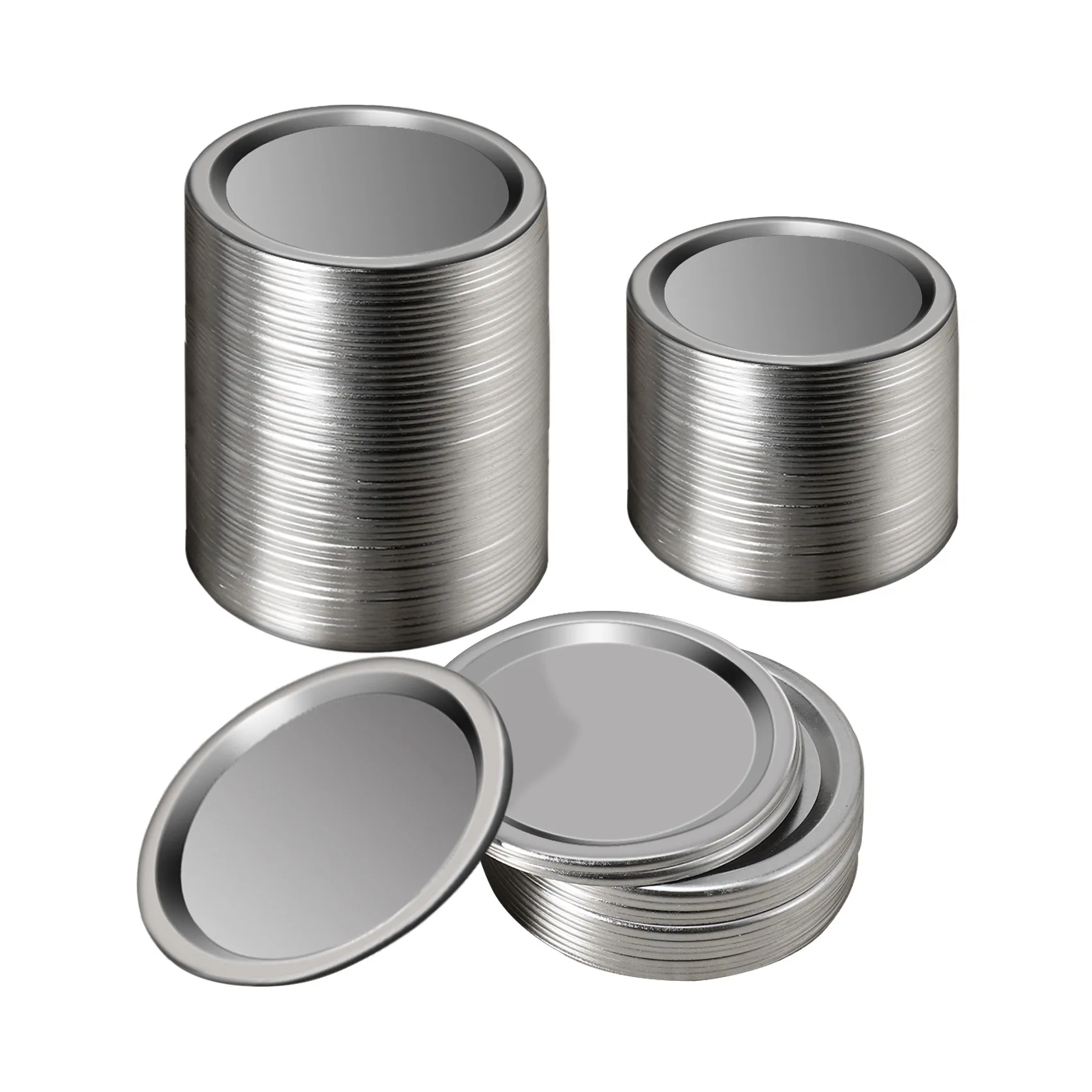 100 Pcs Wide Mouth 86 MM Jar Canning Lids, Reusable Leak Proof Split-Type Silver Lids With Silicone Seals Rings