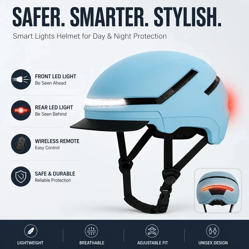 Shinmax Bicycle Sports Helmet with Front Taillights Adult Men's and Women's Mountain Bike Helmets City Road Motorcycle Helmets