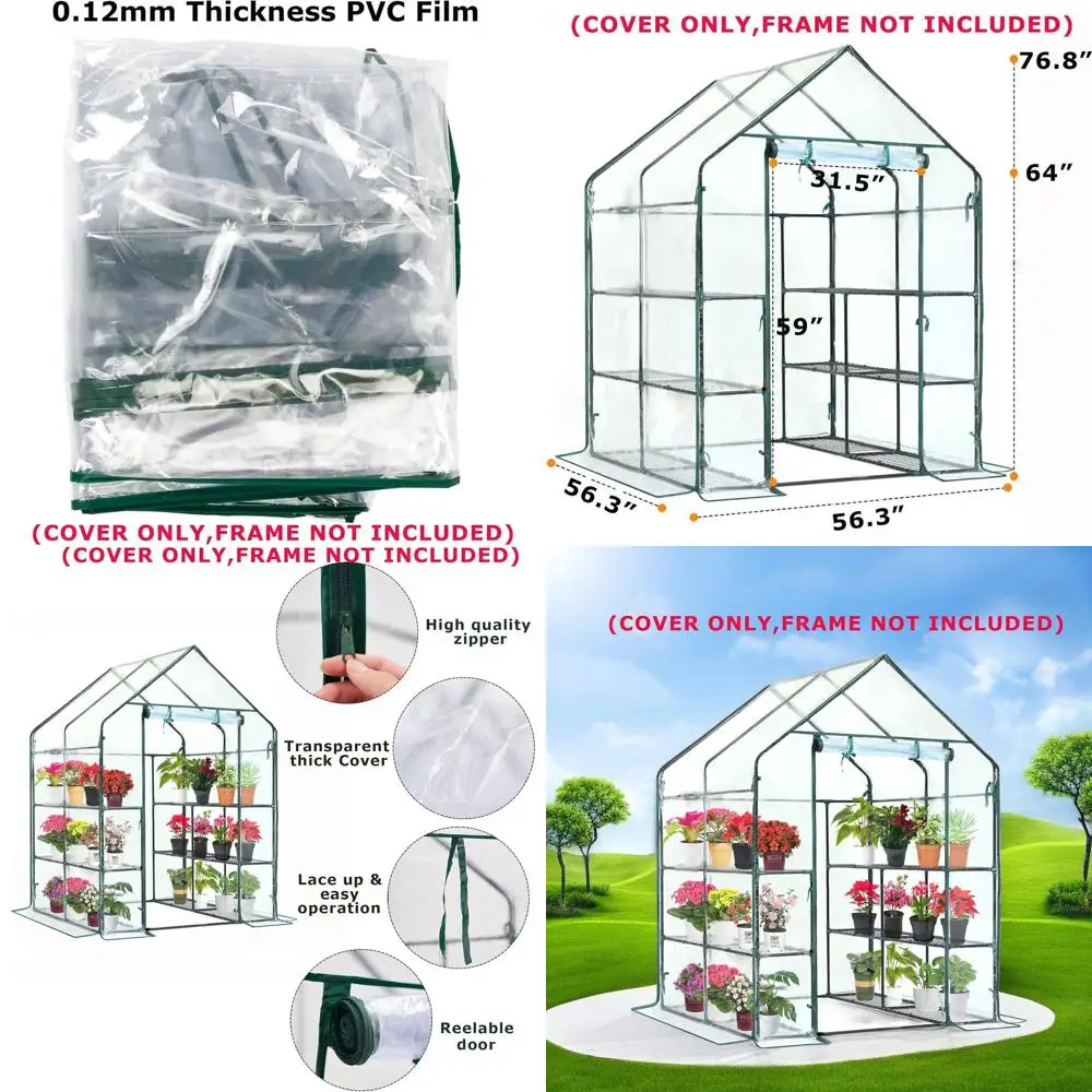 

Roll-Up Door Greenhouse Cover, 56x56x76 Inches, PVC, for Outdoor Gardening, Cold Protection (No Frame)