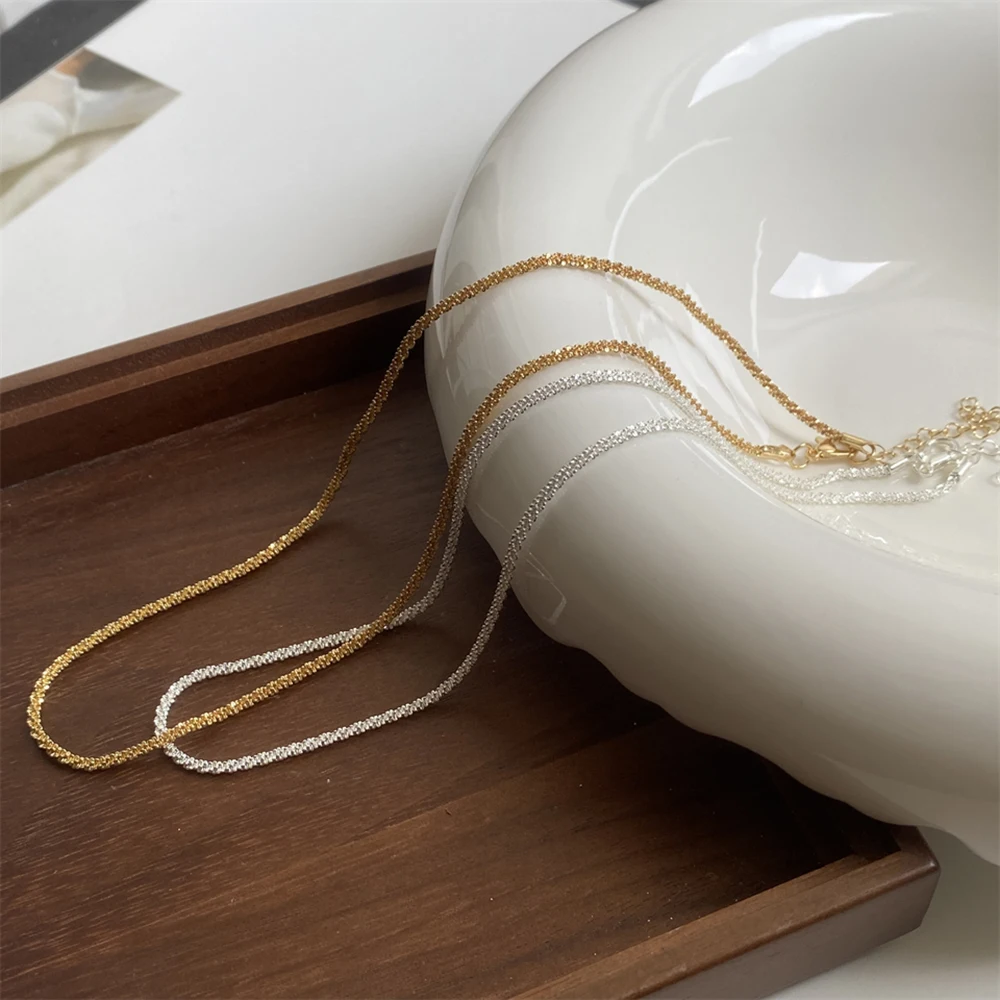 UILZ Modische, funkelnde silberfarbene Halskette für Damen, elegante Schlüsselbeinkette, Halskette für Party, Hochzeit, Schmuck, Geschenke