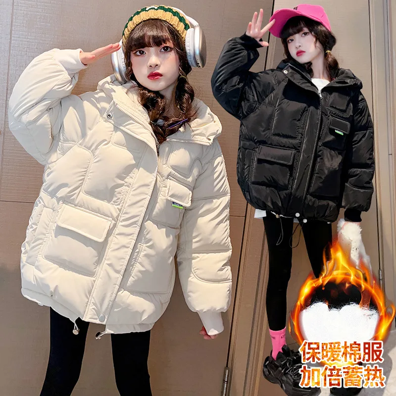 Girls' winter coat 2024 new foreign style cotton-padded jacket for children CuHK children winter short down  coat tide