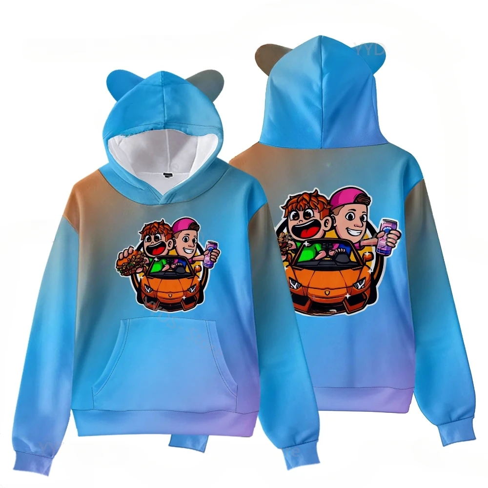 Burgerpommes Icrimax Kids Hoodie for Boys Girls Harajuku Sweatshirt Streetwear Hip Hop Kawaii Cat Ear Pullover Hooded Jacket