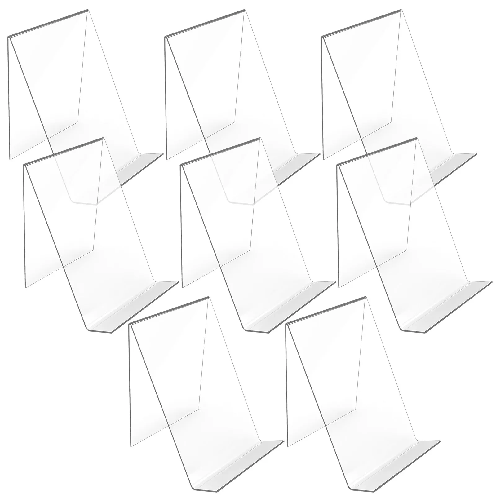8Pcs Clear Acrylic Display Stand Versatile Book Shelf for Magazines Brochures Pamphlets Photos Sturdy Scratch Resistant