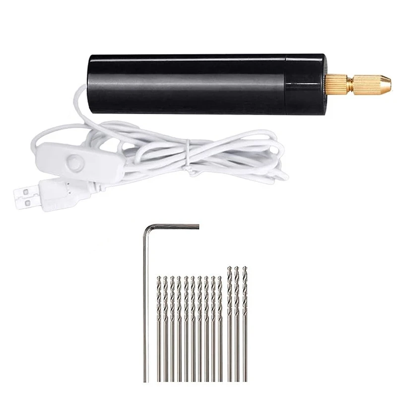 0.7-1.2Mm Micro-Electric Hand Drill Set For Resin,Electric Mini Drill For Jewelry Making Electrical Pin Vise Kit