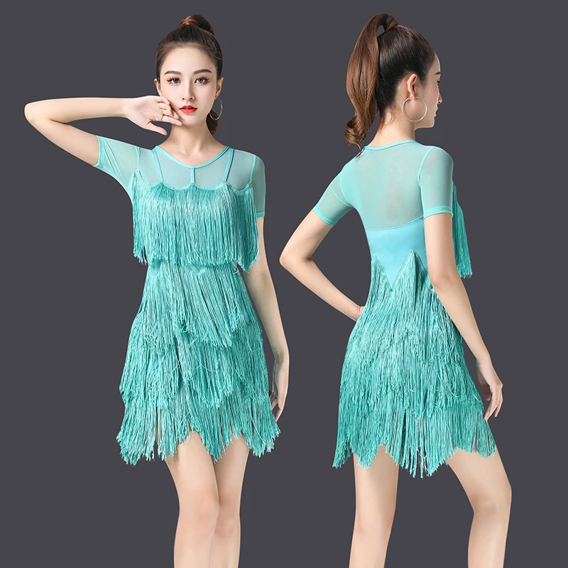 Women Latin Dance Dress Standard Ballroom Dance Training Costume Fashion dress Multi-Layer Tassel Dress Clothes 2024