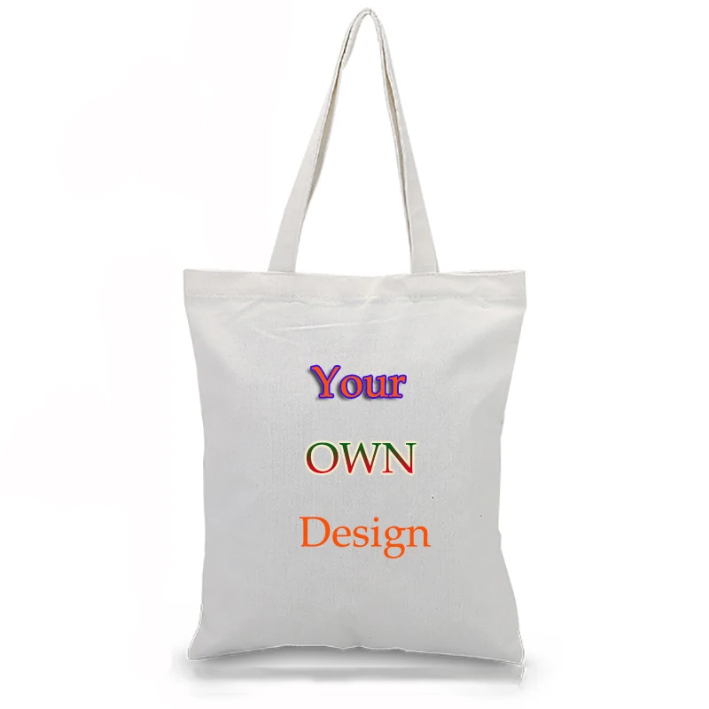 DIY Custom Canvas Bag Printed Logo Shopping Bag Leisure Fashion Women\'s Single Shoulder Bags Print Own Design Logo