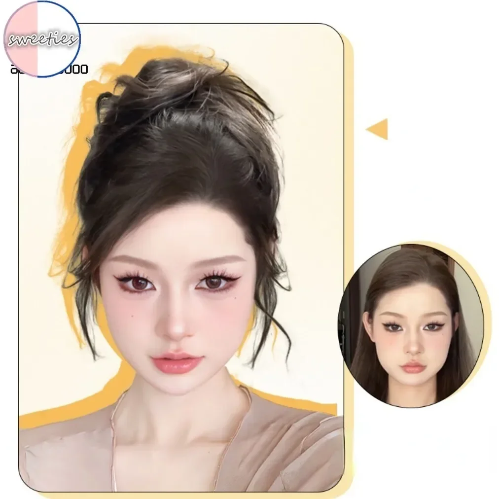 Meatball Head Synthetic Wig Fluffy Flower Bud Hair Circle Coiled Natural Look Hairpiece for Women Girls Vintage Styling Accessor