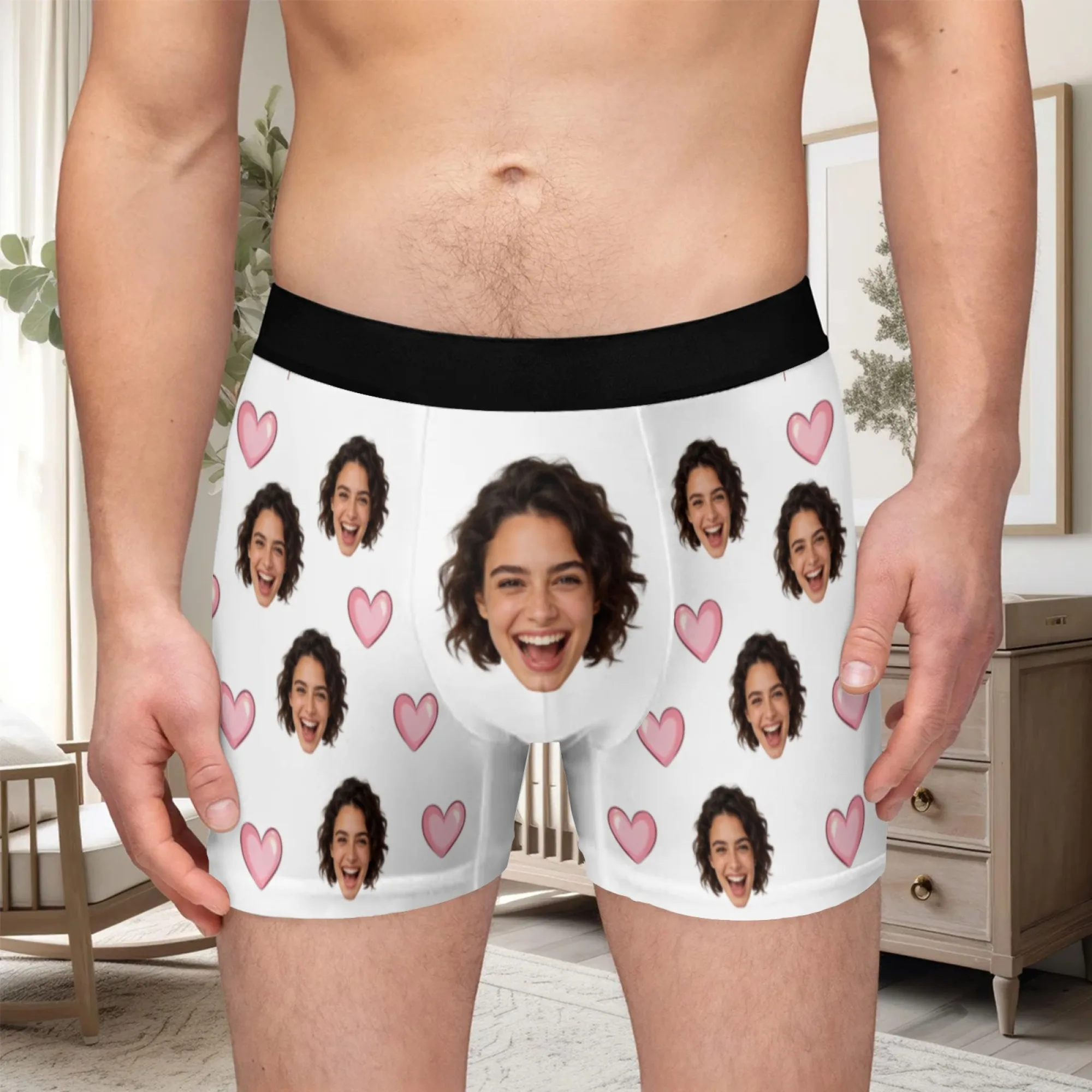 Personalized Face Photo Underwear Custom Heart Boxer Briefs Custom Men Valentine's Day Gift For Husband Anniversary view 2
