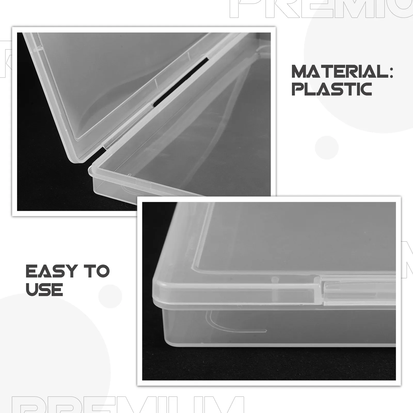 Transparent Rectangular Plastic Box Flip Lid Document Storage Organizer A4 Paper File Case Craft Supplies Storage Container