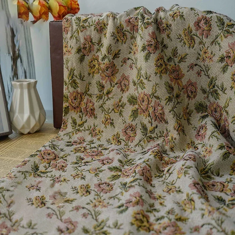 

45 см x 145 см пасторальный стиль розовая пряжа окрашенная жаккардовая ткань женское платье сумка для багажа DIY изготовление ткани дизайнерская ткань