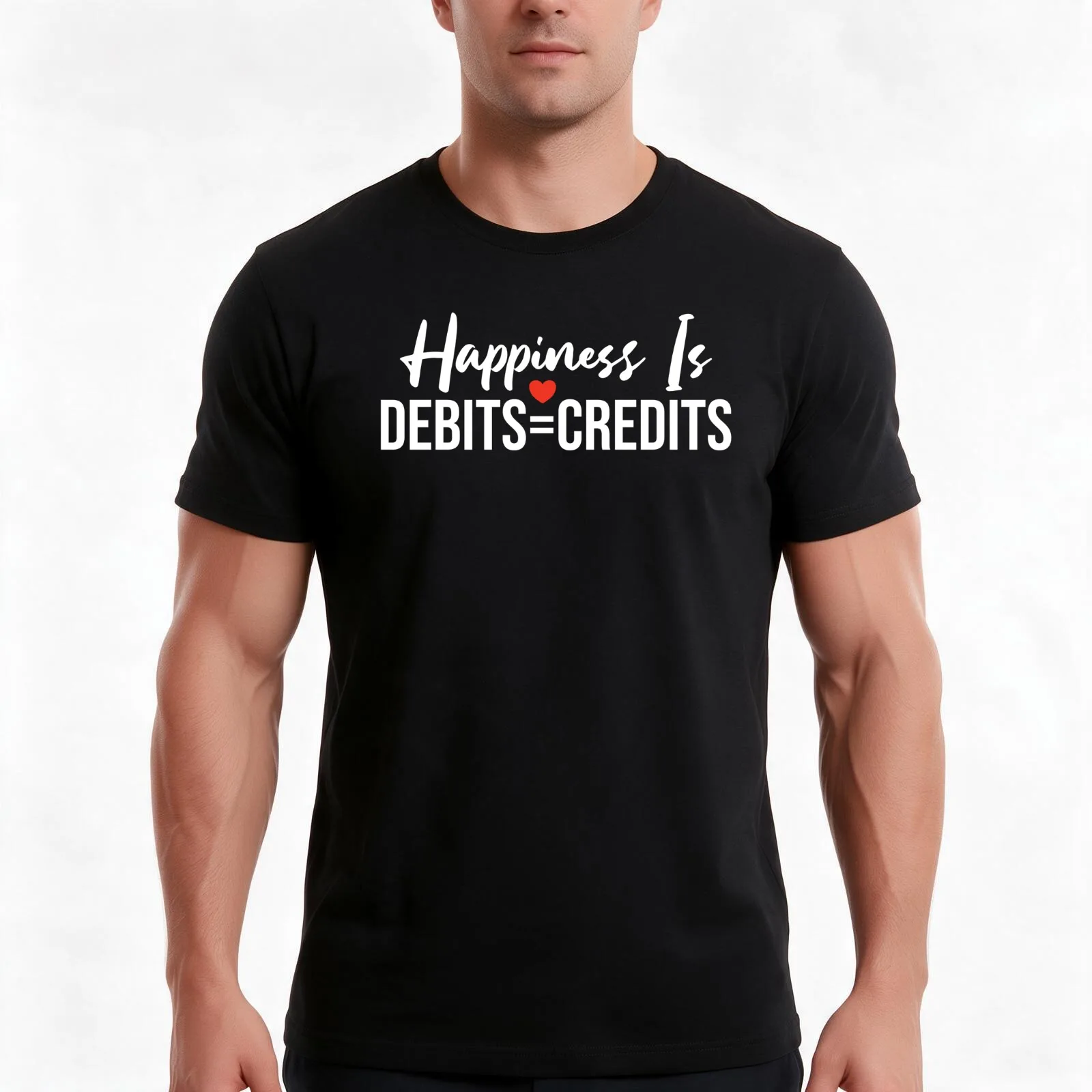 Happiness Is Debits Equal To Credits: Accounting Gift Funny Accountant T-Shirt, Summer Casual Cotton Tee, Vintage Graphic Print