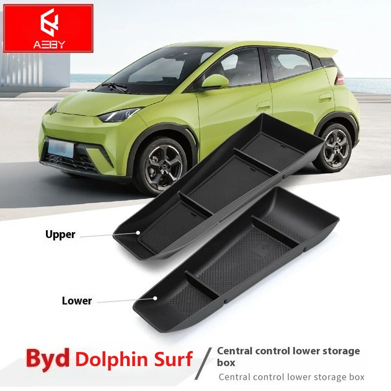 Para byd golfinho 2023-2025 console central caixa de armazenamento carro bandeja de camada inferior central tpe organizador acessórios interiores arrumação