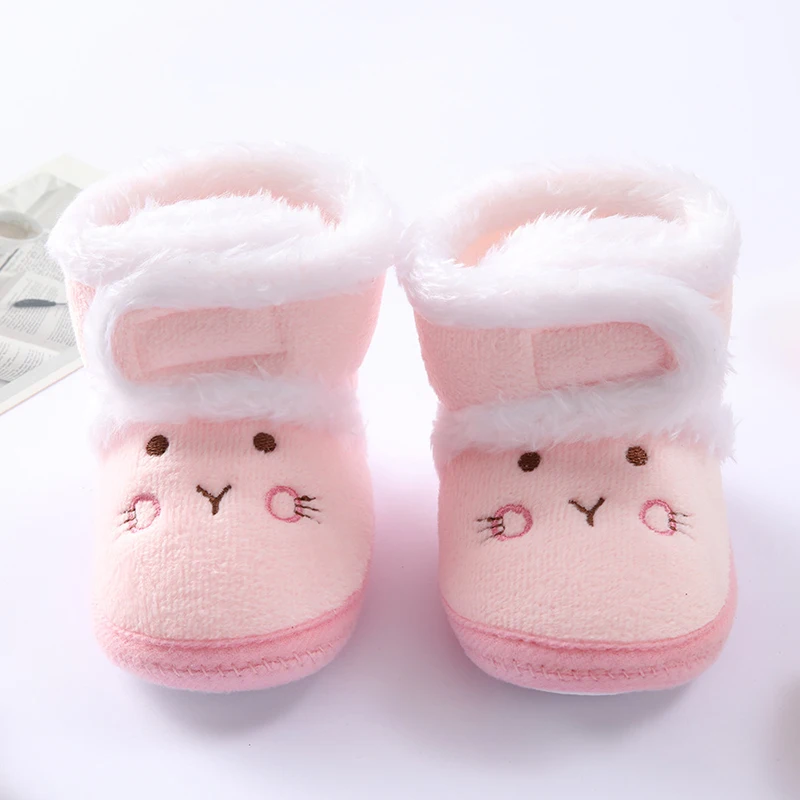 

Winter Baby High Top Snow Boots Cute Bear Infant Plush Shoes Thicken Warm Anti-skid Soled Newborn First Walkers Foot 10.5-12.5CM